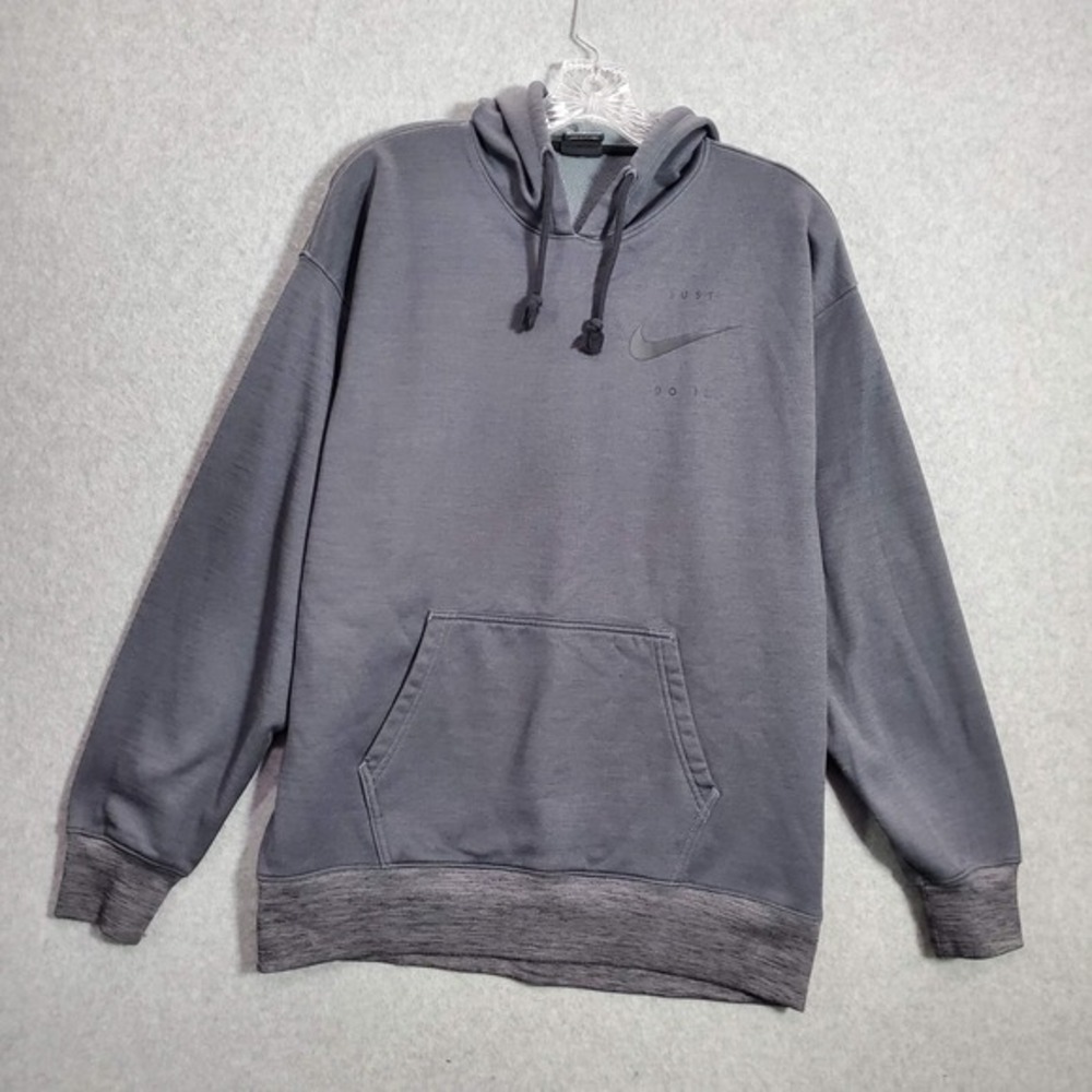 Nike Women Sweatshirt Medium Gray Oversized Hoodie Logo Just Do It‎ Long Sleeve